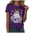 thumbnail image 5 of enyan Cute Ghost Womens Halloween Shirts Cute Ghost Shirt Fall Tshirt Fashion Lover Graphic Tees casual Short Sleeve Tops Purple,2XL, 5 of 6