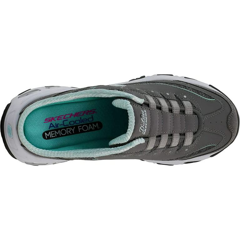 Skechers Women's D'Lites Slip-On Mule Grey/Mint 6.5 - Walmart.com