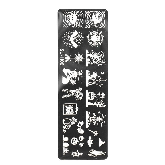 Plaques d'Art d'Ongles d'Halloween, Modèles de Timbres d'Image, Pochoir de Manucure