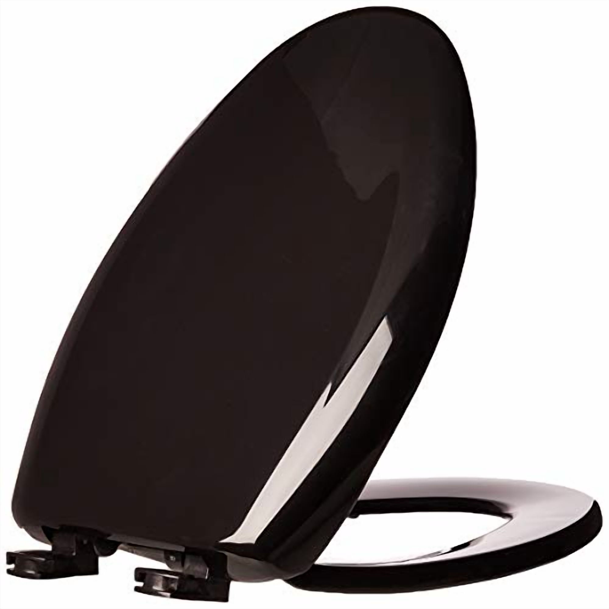BEMIS 1200SLOWT 047 Elongated Closed Front Toilet Seat,Black, With Cover, Plastic, Black