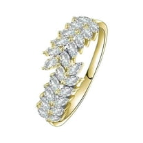 BAYAIXZ Wedding Rings for Woman Olive Leaf Diamond Rings Fashion Zrconia Ring Ladies Jewelry Engaged Ring Womens Ring Wedding Band Women Wedding Rings (Gold,8)