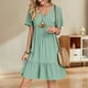 thumbnail image 2 of Vestido casual de verano con cuello en V y manga corta de Gchanao, verde claro, 2 of 3