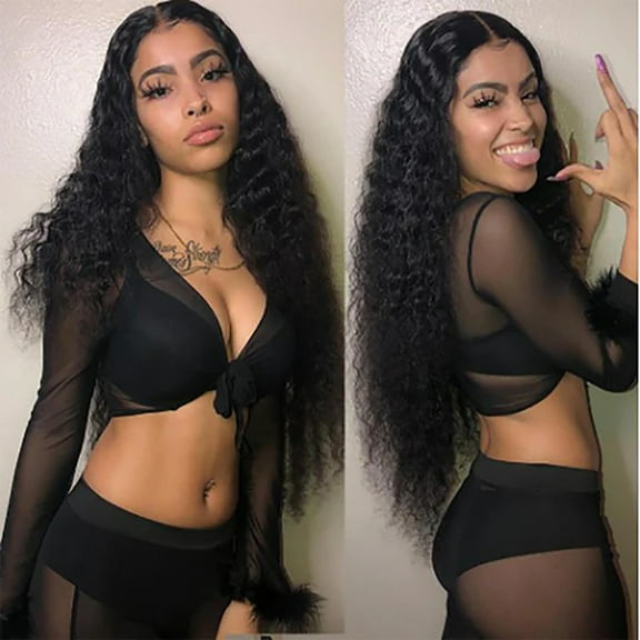 YYAo Human Hair, Hairpiece, Wig,Affordable hair Deep Wave 100% Human Hair 1 Bundle Natural Black 10"-30"