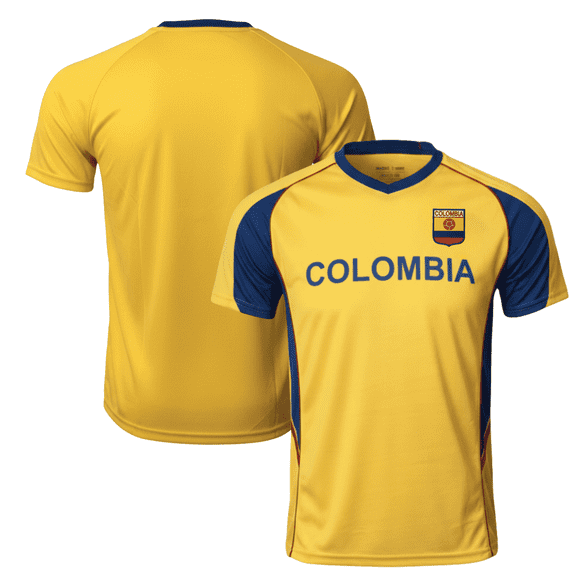 J4K Colombia Flag Soccer Jersey, 100% Polyester, Yellow, YXS-YXL, 1-Pack