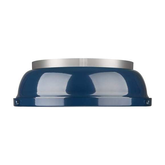 Duncan 14" Flush Mount in Pewter with Matte Navy