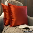 thumbnail image 6 of The HomeCentric Decorative Pillow Covers Rust Pack of 2, 24"x24" (60x60 cm) Satin Solid Cushion Covers For Sofa, Solid Modern Style - Rust Slub Satin, 6 of 10
