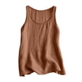 thumbnail image 3 of NIEWTR Cotton Linen Tank Tops for Womens Comfy Lounge Wear Summer Sleeveless Crewneck Shirt Casual Blouse Loose Fit Cami（Orange,2XL), 3 of 3