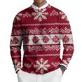 thumbnail image 2 of Crew Neck Sweaters for Men Long Sleeve Christmas Print Knit Sweaters for Men Casual Fall Winter Pullover Tops Red M, 2 of 6