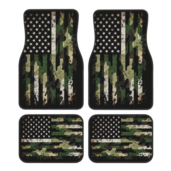 KAKALAD American Flag With Camouflage 05 Car Floor Mats 4PC Set Carpet Protection, Universal Fit for Car SUV VA & Truck, Vehicle Front & Rear