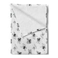 thumbnail image 2 of Dogs Soft Flannel Fleece Throw Blanket, Monochrome Pattern with Different Breed of Happy Puppies Simple Drawn Illustration, Cozy Plush for Indoor and Outdoor Use, 50" x 60", Black White, by Ambesonne, 2 of 5