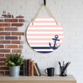 thumbnail image 2 of Anchor Pink Round Front Door Welcome Sign, 7.8 Inch Wall Hanging Decor for Indoor Outdoor, Modern Navy Blue White Striped Nautical Home Porch Hanger Decorations for Holiday Gift, 2 of 9