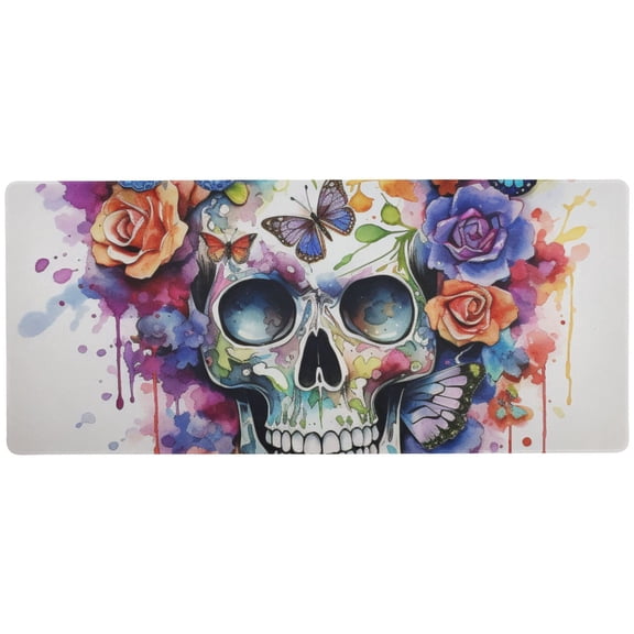 JSTEL Skull Rose & Butterfly Large Gaming Mouse Pad Big Mousepad Mice Keyboard Mat with Non-Slip Rubber Base for Computer Laptop Home & Office, 31.5 X 11.8 inch