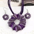 thumbnail image 3 of Ladies Retro Flower Pendant, Rope Collar Jewelry Sets - Necklace and Earrings, 3 of 10