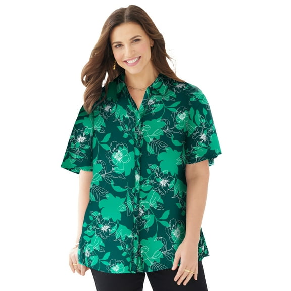 Catherines Women's Plus Size Timeless Short Sleeve Blouse