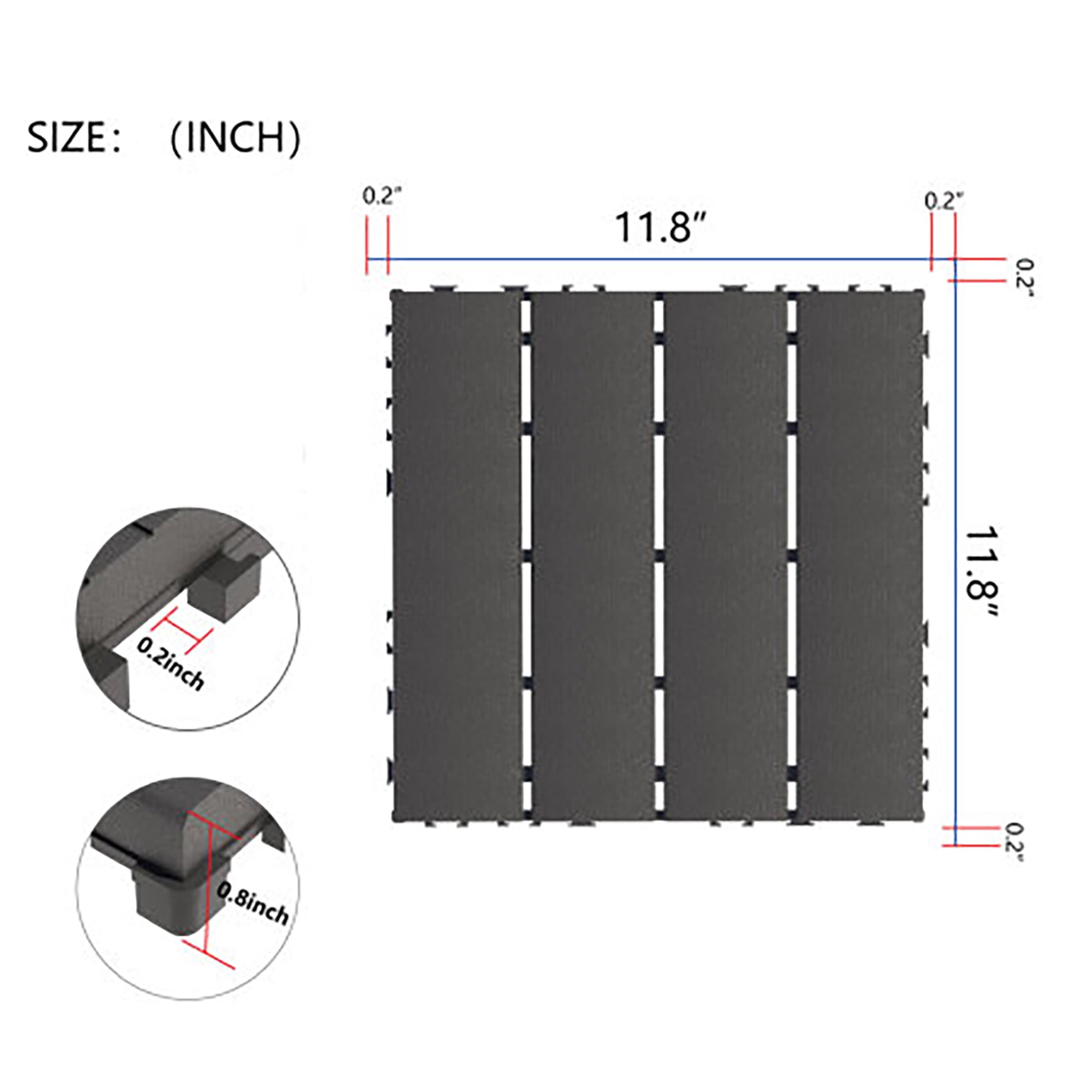 Alvantor 44 Pack Interlocking Deck Tiles, Plastic Waterproof Flooring Tiles for Outdoor & Indoor, Dark Gray