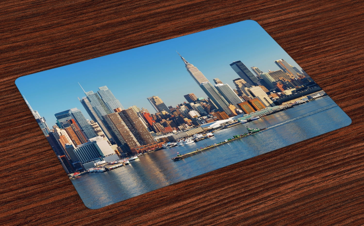 New York Placemats Set of 4 Urban City Skyline Manhattan with Empire