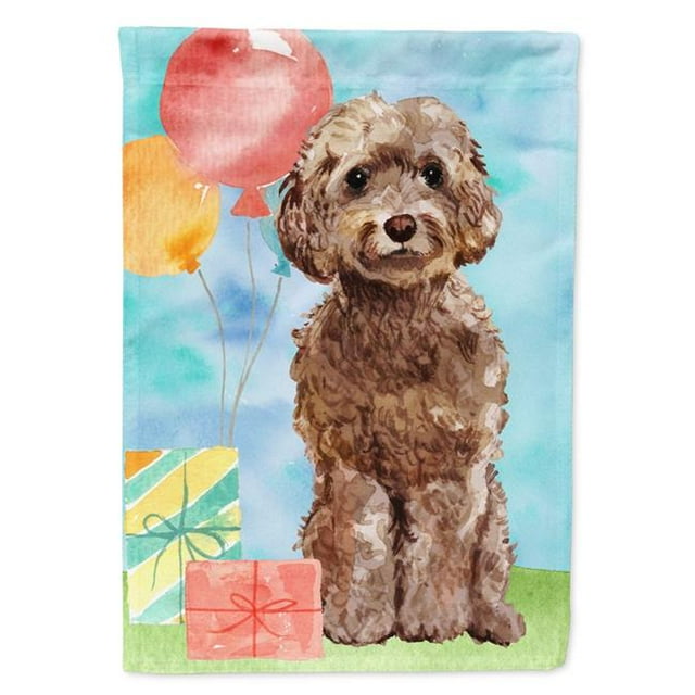 Carolines Treasures CK3243CHF Happy Birthday Brown Cockapoo Flag Canvas House Size