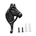 thumbnail image 1 of Perchero de pared con forma de cabeza de caballo, adorno para colgar toallas, ganchos decorativos de fácil instalación, regalo resistente, organizador Negro, 1 of 8