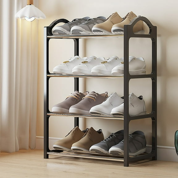 Uiz Merueh Shoe Organizer for Closet Under $10 4 Tier Shoe Rack Shelf Space Saving Shoe Rack for Closet, Entryway, Bedroom