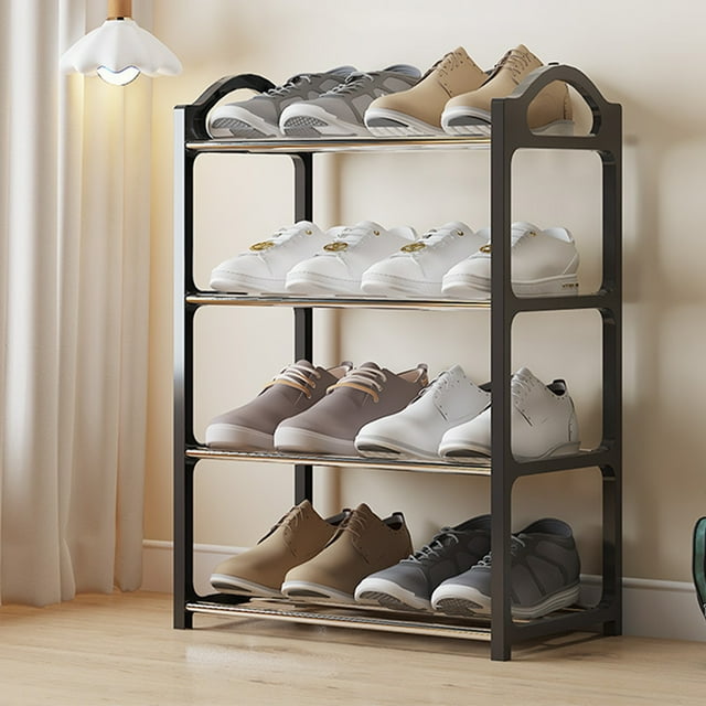 Latrodar 4-Tier Shoe Rack Long Shoe Rack for Closet Open Storage Plastic Shoe Shelf Shoes Storage Shoe Holder 1PC Entrance Entryway Hallway Closet Front Door Easy to Assemble