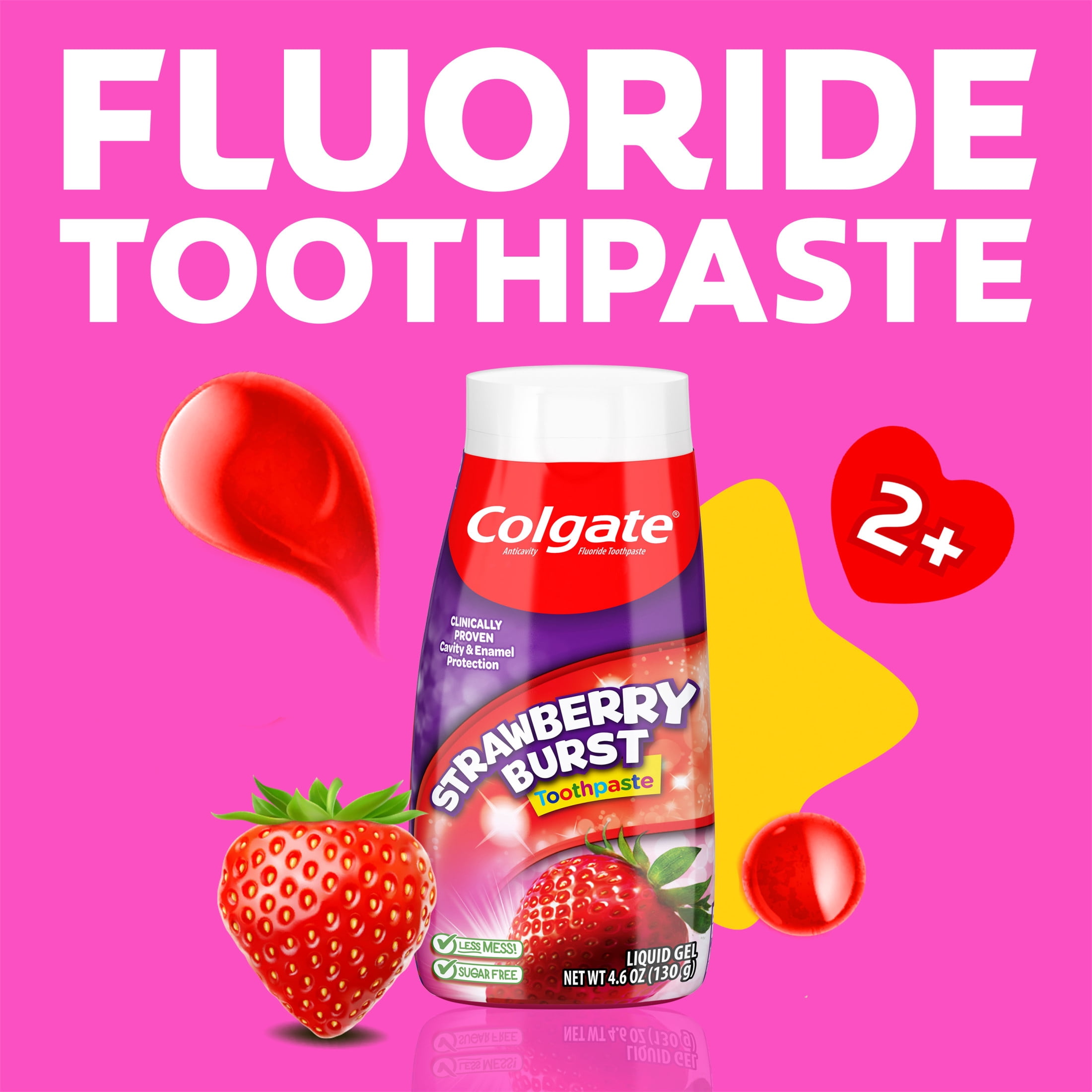 (2 pack) Colgate Kids Fluoride Toothpaste, Strawberry Burst, 4.6 oz