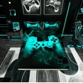 thumbnail image 2 of Erosebridal Cyan Gamepad Sheet Set Twin , Teens Gamer Gaming Bedding Sets Twin Size, Game Theme Bedroom Decor 3pcs, 2 of 7