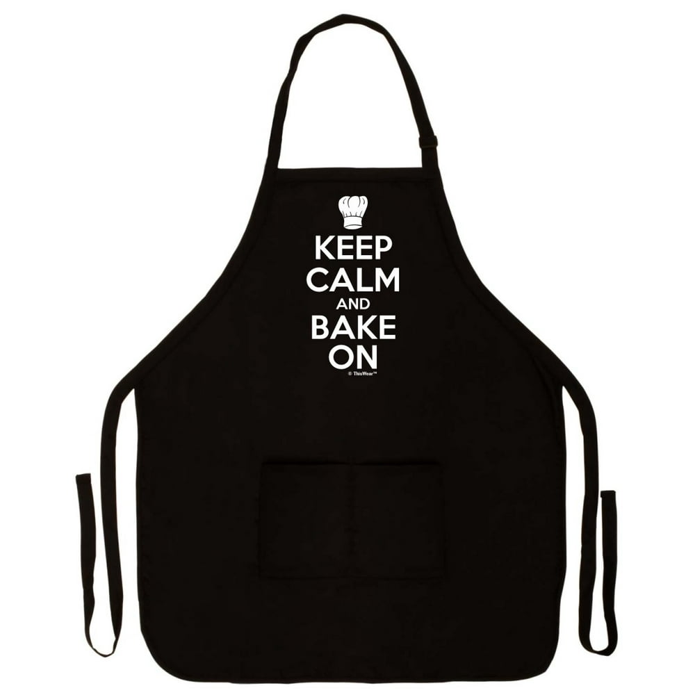 Keep Calm and Bake On Funny Apron for Kitchen Baker Baking Two Pocket