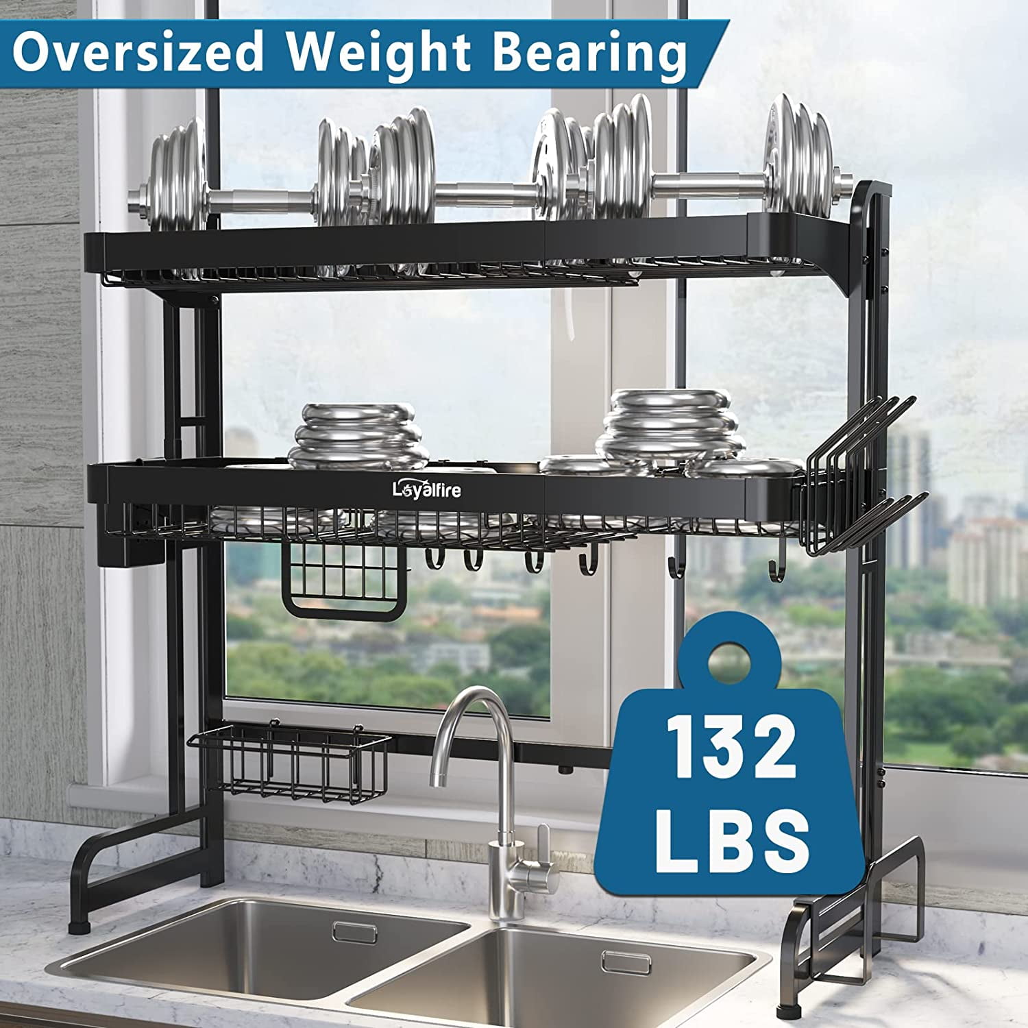 Over Sink Drying Rack, Galsor 2 Tier Stainless Steel Over The Sink