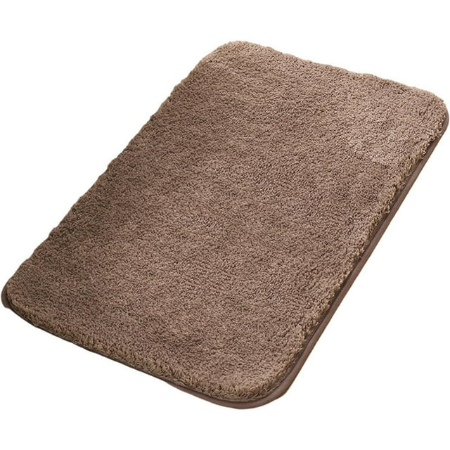 GUOOL Bathroom Rug Machine Washable Water Absorbent Bath Shower Mat Anti-Slip Bath Mat Brown