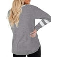 thumbnail image 2 of Langwyqu Plus Size Long Sleeve V-Neck Stripe Printing Women Simple T-Shirt Spring Autumn Female Tops, 2 of 5