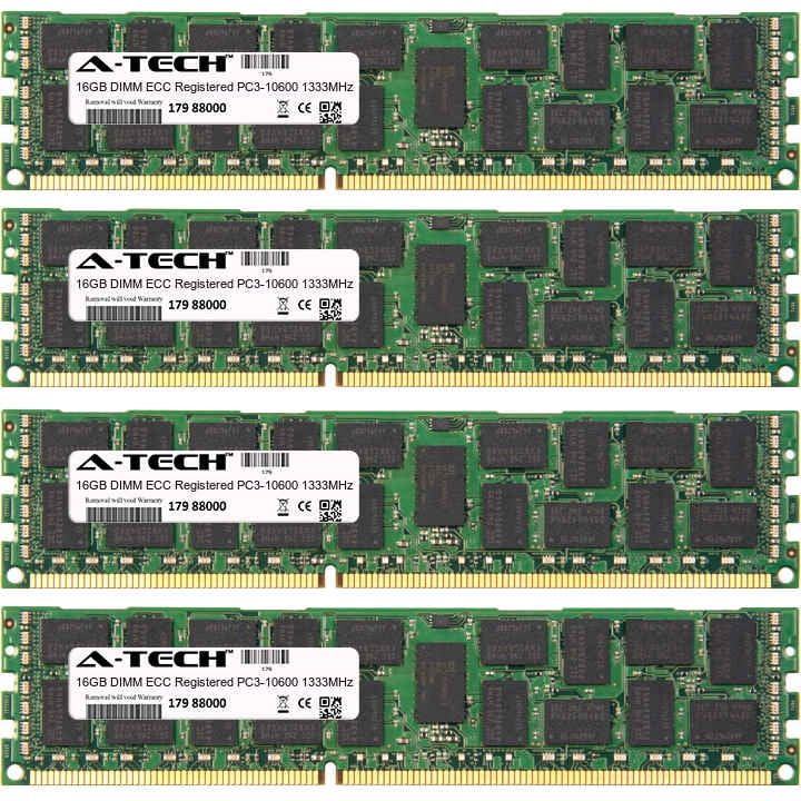 DDR3 MEMORY RAM PC3-10600 ECC DIMM 240-PIN 4X4GB 16GB 