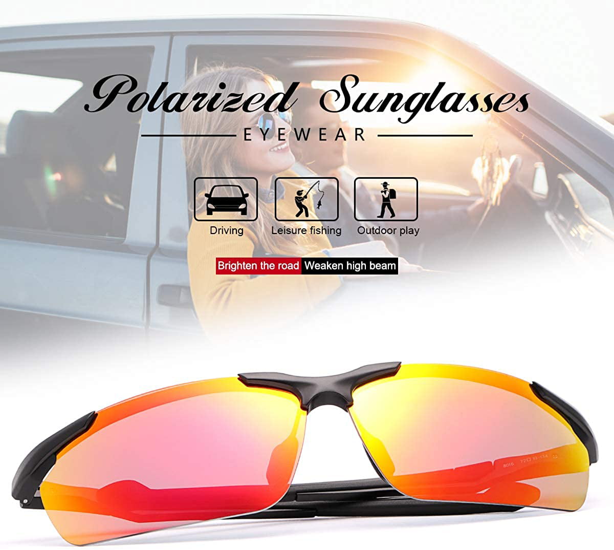 Polarized Sunglasses Men UV Protection Anti-Glare Scratch Resistant Sports Sunglasses for Night Driving Fishing Running 