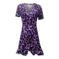 thumbnail image 3 of Aofany Women Dresses Casual Maxi Dress V-neck Leopard Print Nightclub Ruffle Skirt Dress Party Dress for Women Summer and Autumn Beach Dress Sun Dress Purple M, 3 of 4