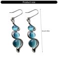thumbnail image 3 of Yoetaun Elegant Cats Eye Gemstones Drop Earrings Opals Dangle Earrings Jewelry for Women Stylish Valentines Day or Birthday Blue, 3 of 8