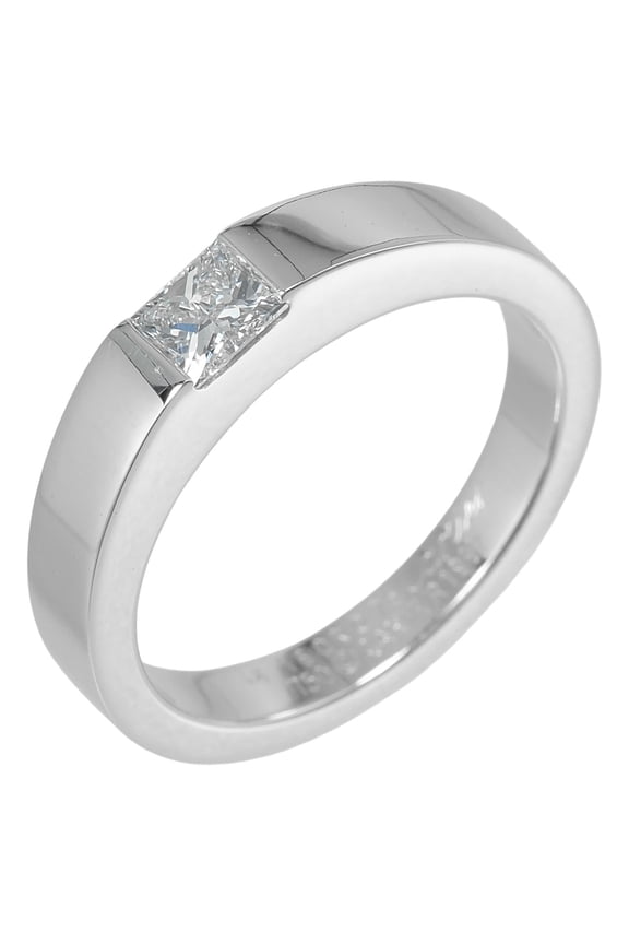 Pre-Owned Cartier Tank ring, size 8, 18K white gold with diamonds, approximately 5.25g (Good)