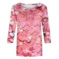 thumbnail image 4 of Awdenio Tops for Women Clearance, Women's Fashion Three Quarter Sleeve Retro Round Neck Easter Printed Loose Tops Blouse, 4 of 4