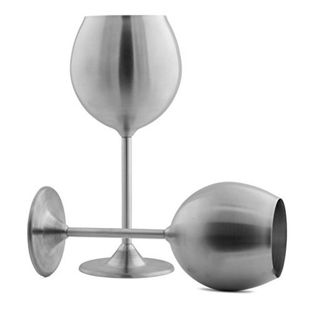 Modern Innovations Stainless Steel Stemmed Wine Glasses, Set of 2, 12 Oz Elegant Wine Glasses