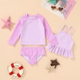 thumbnail image 2 of Younger Tree Girl 3-Piece Rashguard Swimsuit Set Baby Cute Long Sleeve Top Sling Vest Bikini Swim Suits for 12-18 Months, 2 of 7