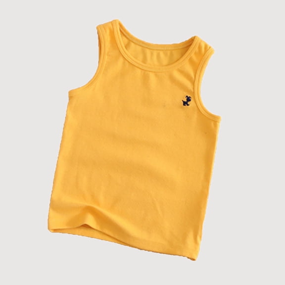Gyujnb Embroidered Puppy Sleeveless Crewneck Tank Top Breathable Casual Vest for Kids (Girls, Boys),6-7 Years