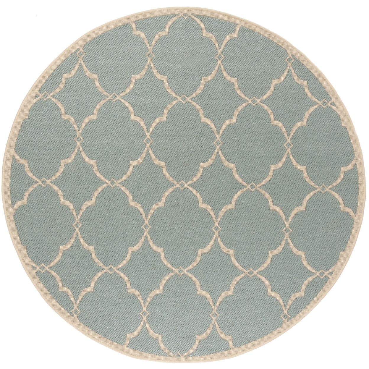 SAFAVIEH Beach House Nick Indoor/Outdoor Area Rug Aqua/Cream, 6'7" x 6'7" Square
