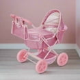 thumbnail image 2 of Olivia's Little World Baby Doll Bassinet Pram with Cover with Retractable Canopy & Storage, Hot Pink Glitter, 2 of 9