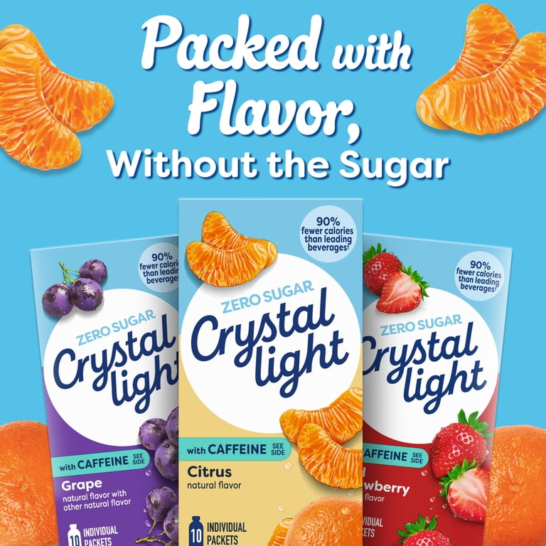 2 pack) Crystal Light Drink Mix with Caffeine, 10 Packets, for