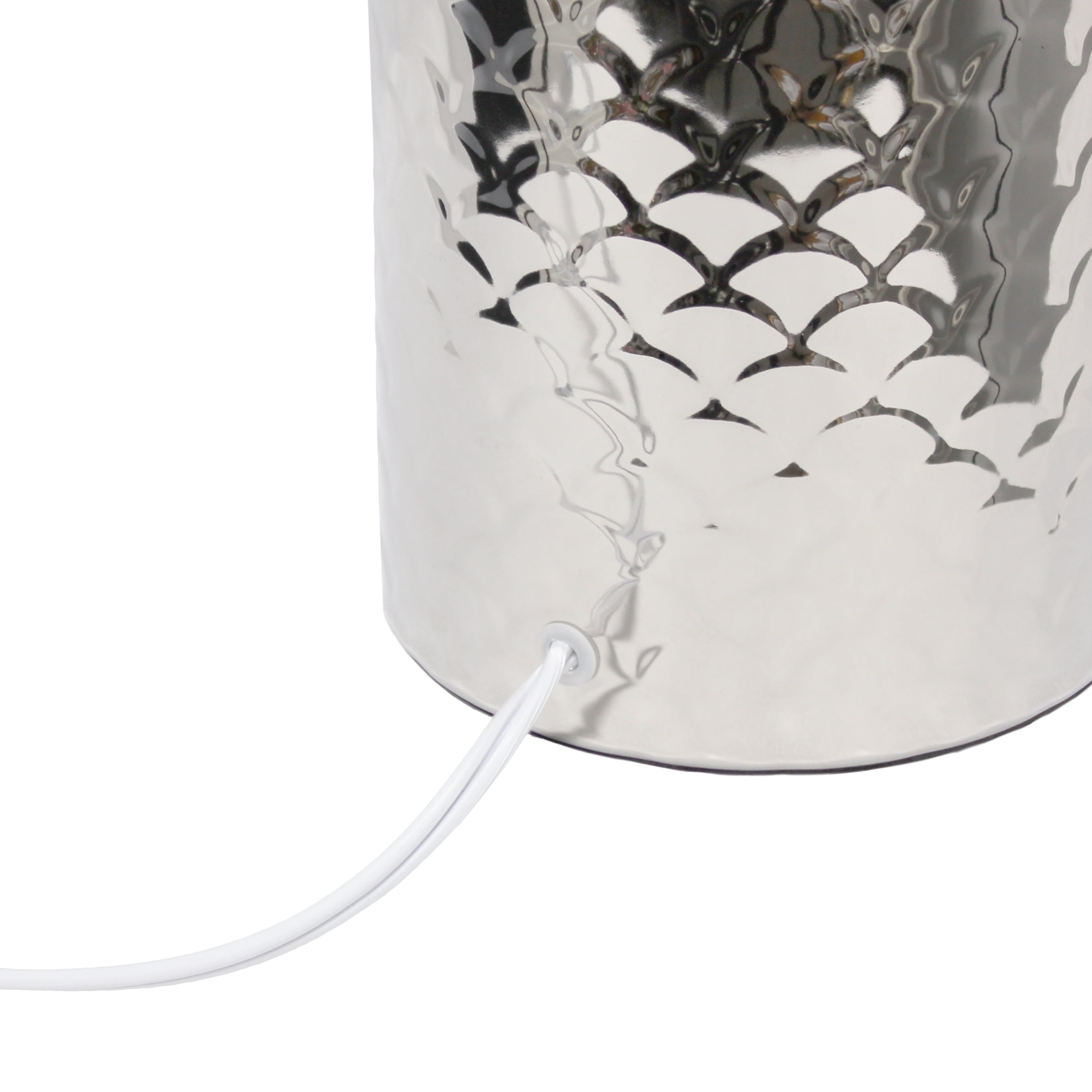 Simple Designs 23.75" Whimsical Wave Porcelain Mermaid Fishscale Table Lamp, Chrome with White Shade