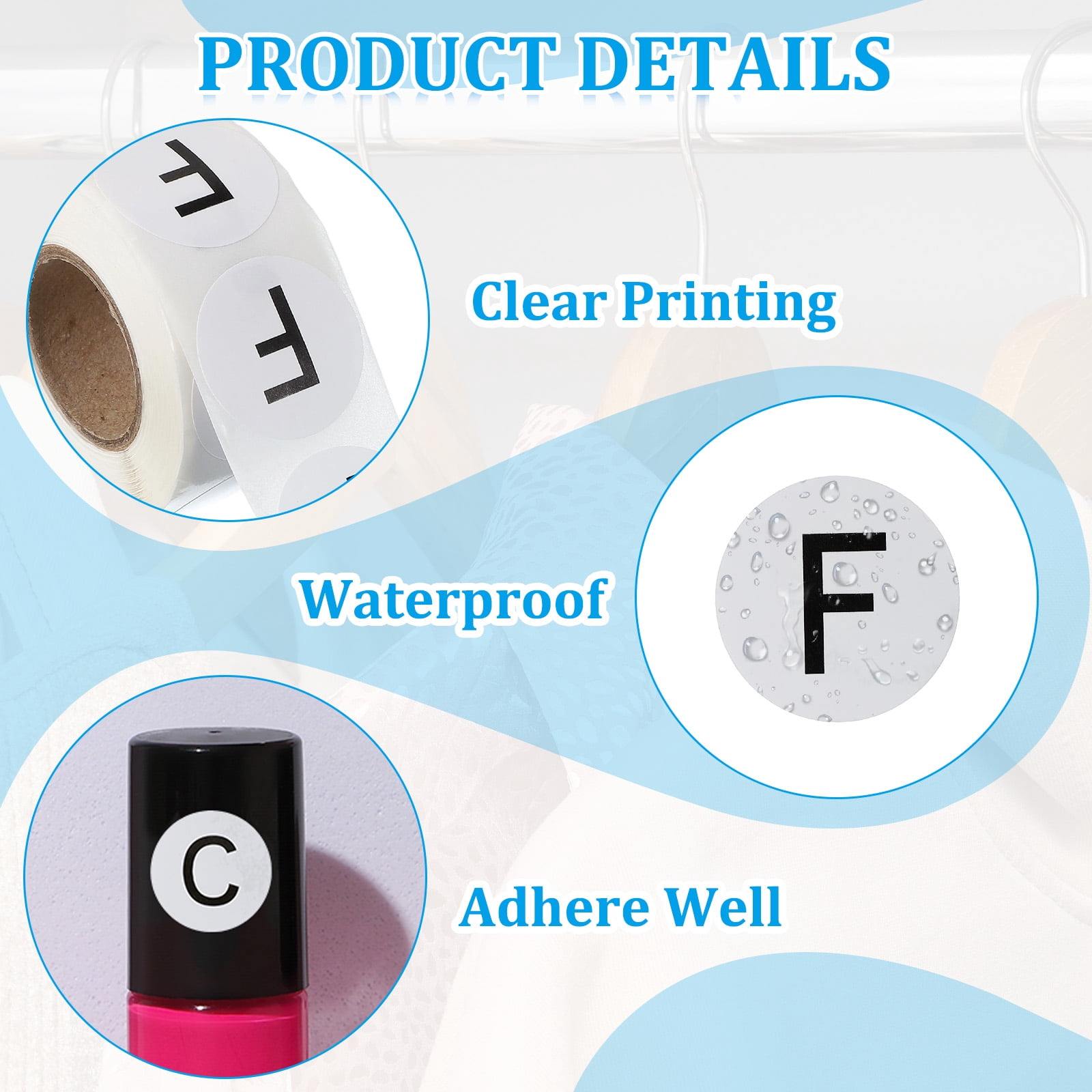 Uxcell 1" Round Letter F Stickers, Self-Adhesive Alphabet Stickers for Organization Storage Inventory 4 Rolls