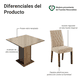 thumbnail image 4 of Juego de Comedor Mesa con Tablero de Vidrio 4 Sillas Marrón/Crema/Imperial Anaju Madesa, 4 of 10