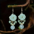 thumbnail image 1 of HOOUN Boucles d'Oreilles en Jade Design Fleur Magnifique Incrusté de Jade Naturel Assortiment Quotidien, 1 of 5