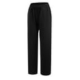 thumbnail image 4 of WIZUTIZ Womens Linen Pants Soft Relaxed Relaxed Fit Wide Leg Sweatpants Stretch Elastic High Rise Full Length Dress Pants Solid with Pockets Palazzo Pants for Teen Girls Business Swimming Pool Black, 4 of 4
