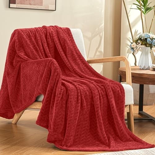 Ruby Red Fleece Throw Blanket for Couch, Super Soft Flannel Blanket, Lightweight Fuzzy Blankets Sofa Bed Office, Washable Cozy Plush Fleece Blankets&Throw for All Season(50x60 Inches)