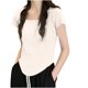 thumbnail image 1 of Camiseta de Trabajo de Manga Corta Nueva Camiseta de Cuello Redondo de Color Sólido de Corte Bajo, 95% Poliéster 5% Blusa de Spandex, Lavado a Mano de Uso Diario, 1 of 3