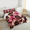 thumbnail image 4 of Homewish Leopard Print Bow Full Size Comforter Sets,Chic Bowtie Ribbon Bedding Comforter Set,Pink Beige Brown Bedding Sets For Girls Teens,Ultra Soft Home Decor Reversible,3-Piece, 4 of 9